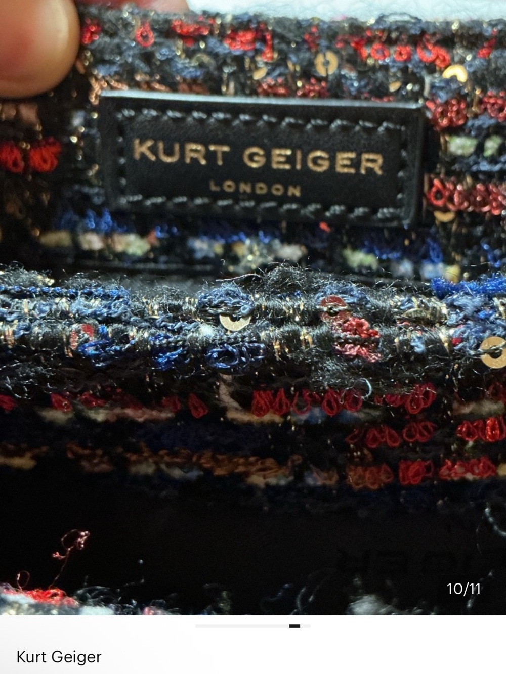 Kurt Geiger Kensington Tweed Shoulder Bag with Gold Chain - Black & Red EUC - Picture 15 of 15